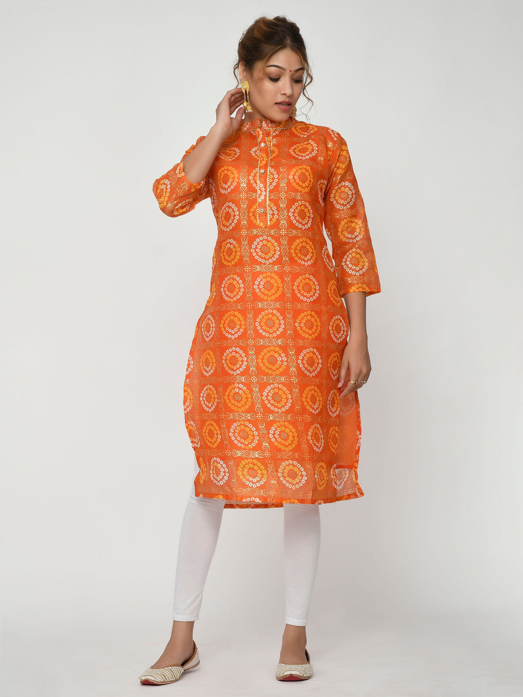 Women Green & Pink Floral Straight Ajanta Kurta