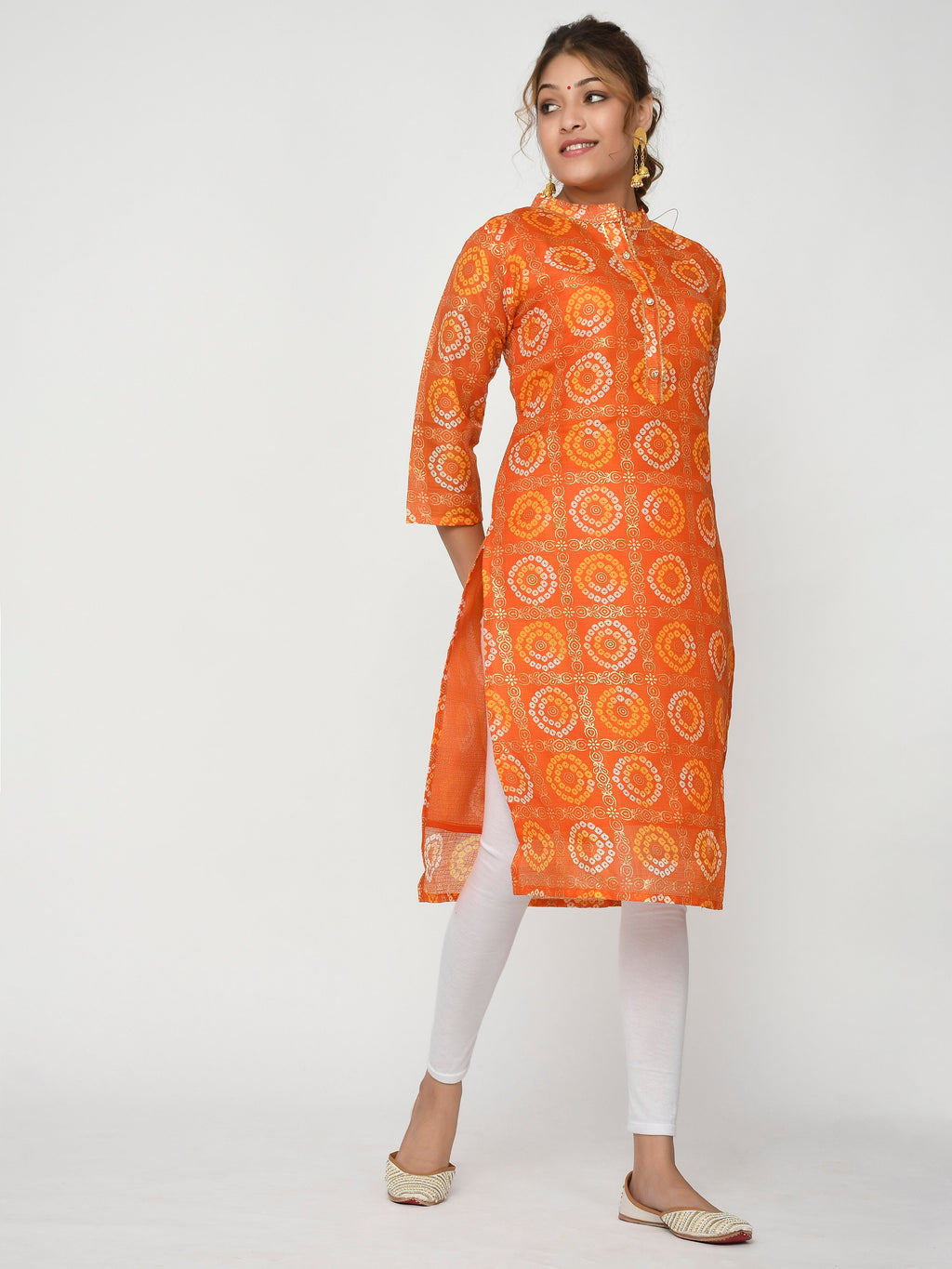Women Green & Pink Floral Straight Ajanta Kurta