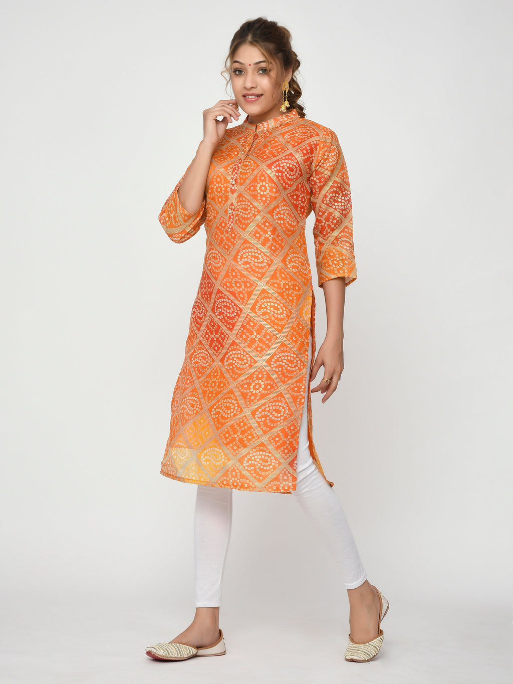 Women Peach & Pink Floral Straight Advaita Kurta