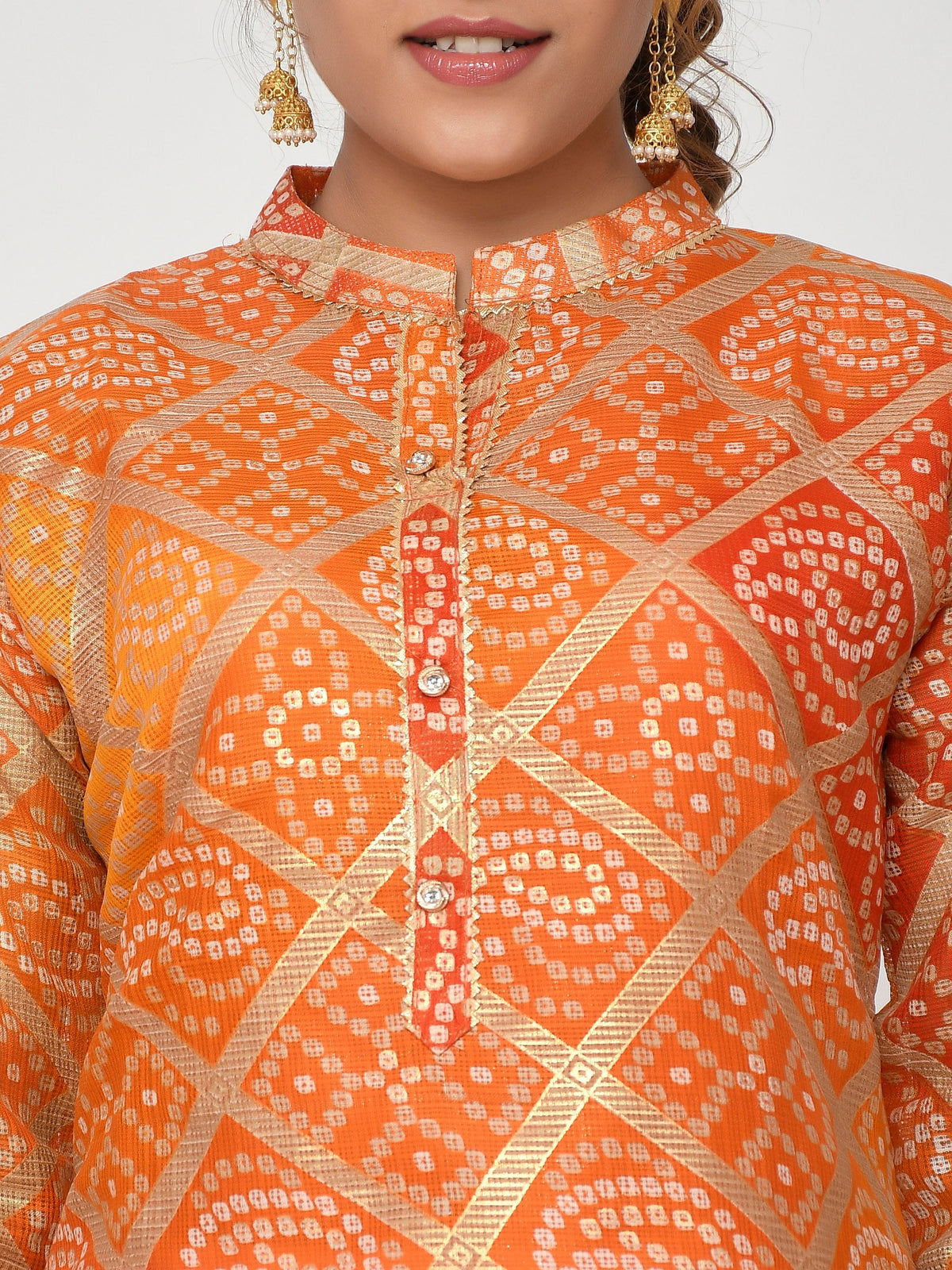 Women Peach & Pink Floral Straight Advaita Kurta