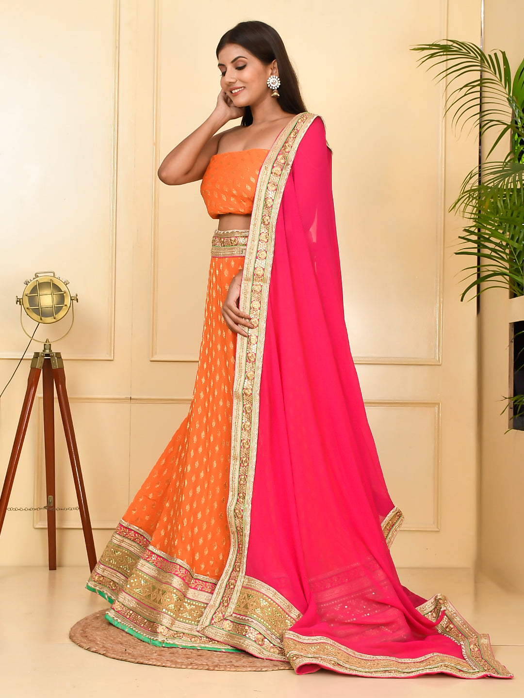 Silk Block Print Heavy Ready to Wear Lehenga With Unstiched Blouse