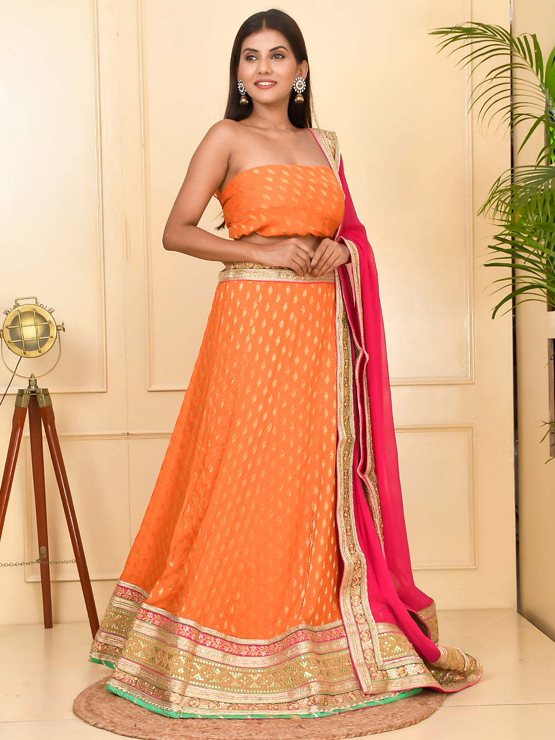 Silk Block Print Heavy Ready to Wear Lehenga With Unstiched Blouse