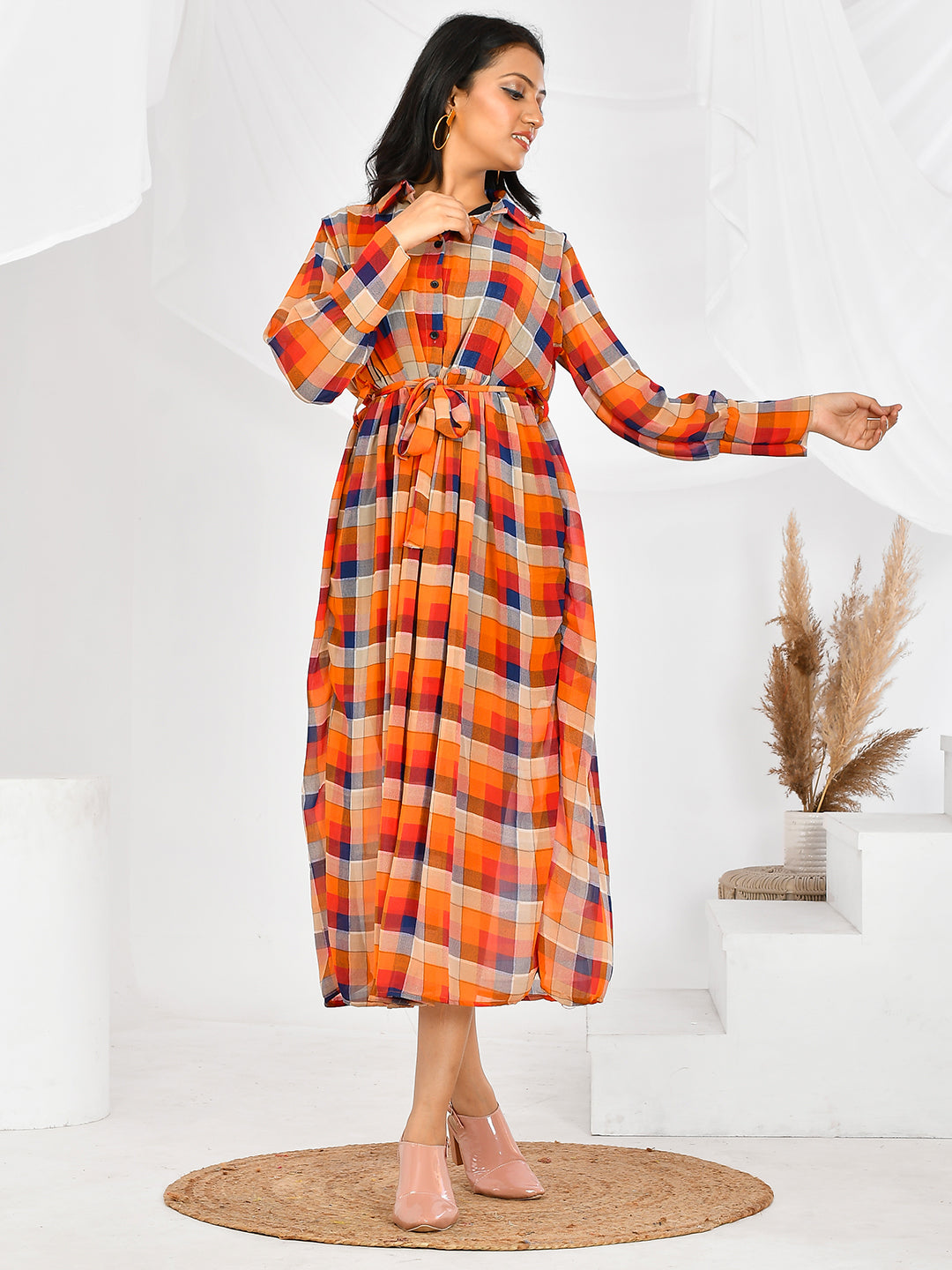 Red Checks Western Dresses for women & girls for party